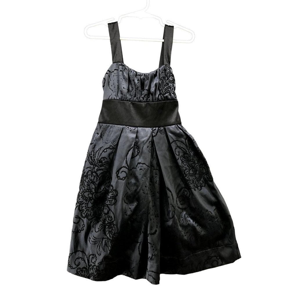 VTG Roxette Girls‎ Size 7 Black Party Dress Tule Satin Velvet Embossed Holiday
